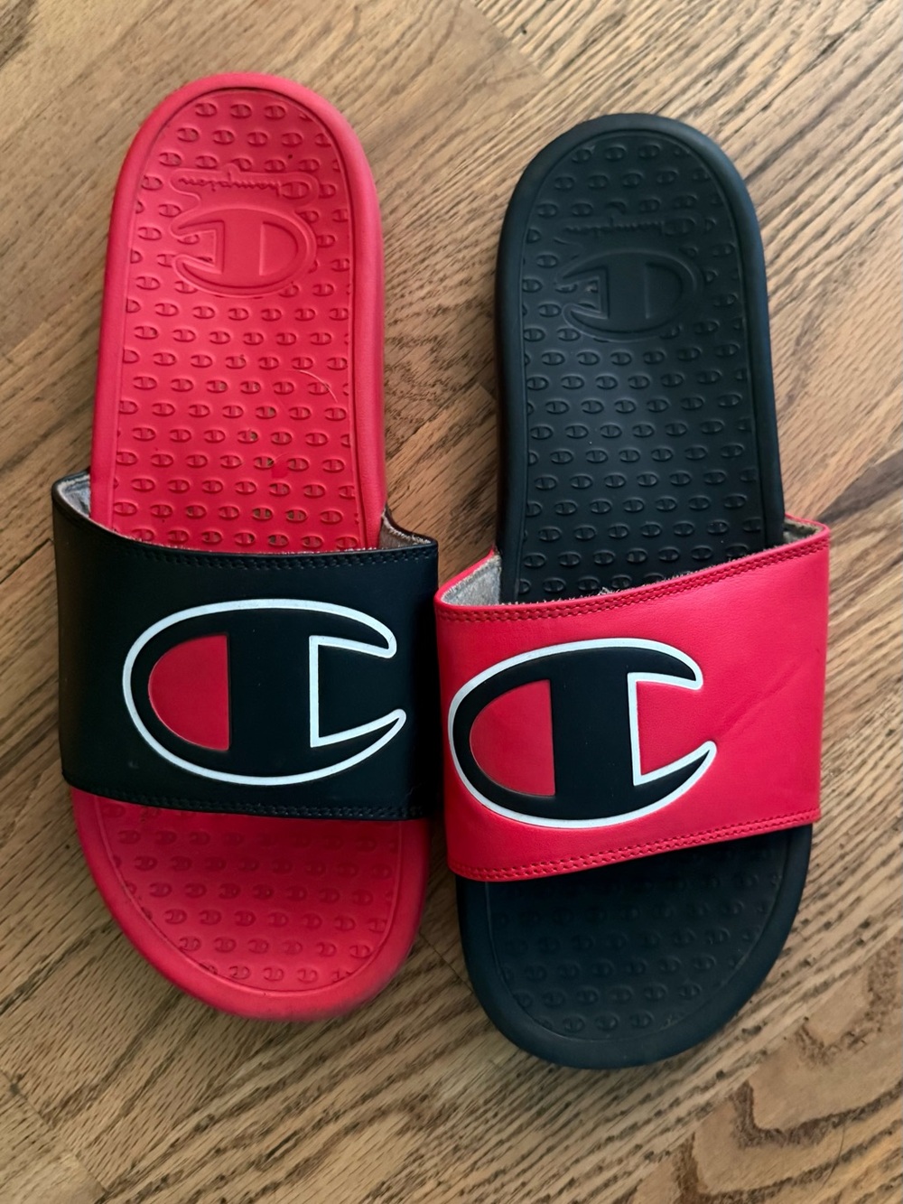 Champion Red & Black Logo Slide Sandals